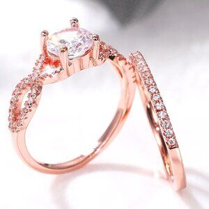 🔥Double Layer Rose Gold Plated Lovely Fashion Ring Set for Women/Girl, L045
